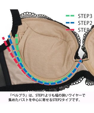 BRADELIS New York 【BRADELIS New York / 育乳ブラ・STEP2 寄せる】ベルブラ 脇高設計と前浅ワイヤーですっきり整え女性らしいバストを作るブラ 補整ブラ ブラック