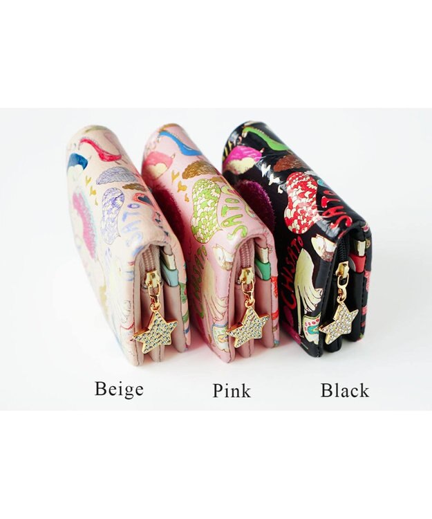 tsumori chisato CARRY ハッピースタッフ　ミニ財布　2つ折り ブラック