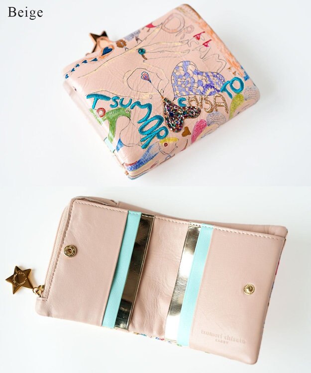 tsumori chisato CARRY ハッピースタッフ　折り財布　2つ折り ベージュ