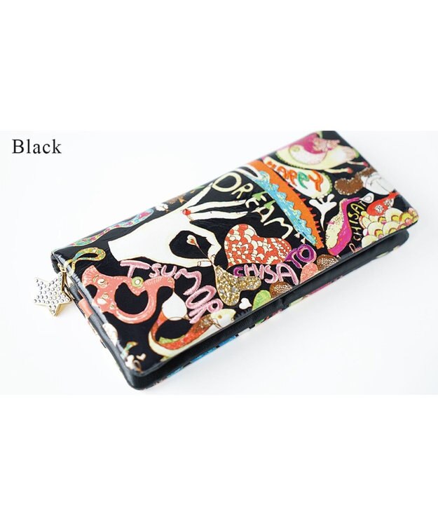 tsumori chisato CARRY ハッピースタッフ　長財布　2つ折り　かぶせ ブラック