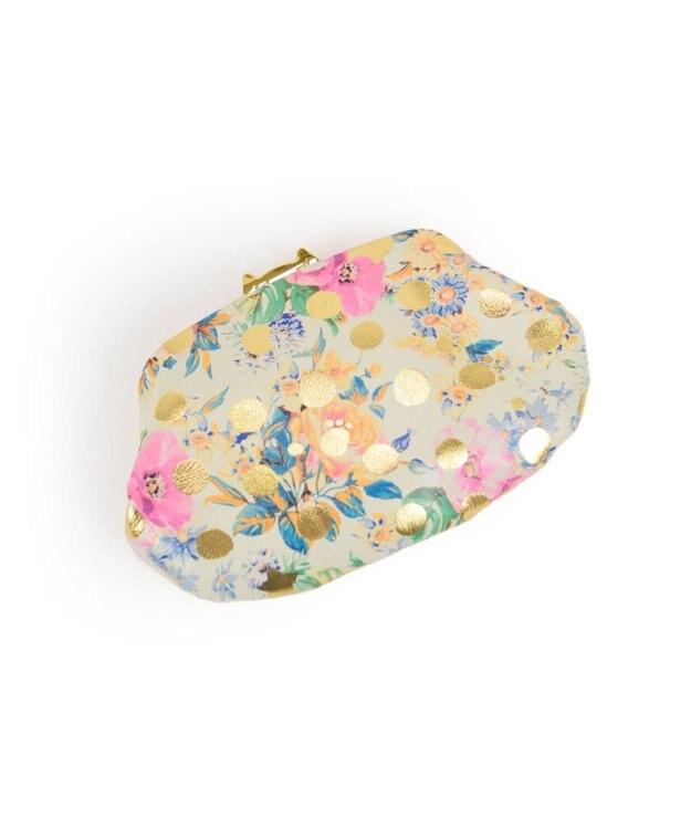 tsumori chisato CARRY ドットフラワーネコ　がま口　小銭入れ　マルチケース ベージュ