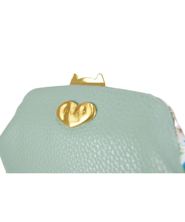 tsumori chisato CARRY ドットフラワーネコ　がま口　小銭入れ　マルチケース グリーン