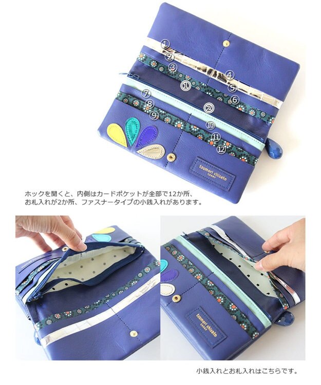 tsumori chisato CARRY ドロップス 長財布 かぶせ 【かわいいデザイン！本革のやわらかな風合い】 ブルー