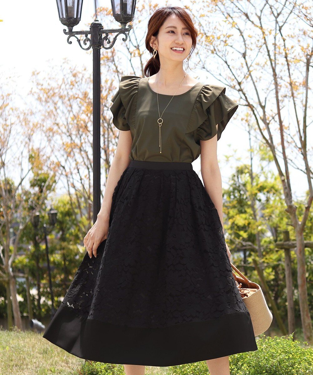 【洗える】女性らしさ薫る裾切替総レーススカート