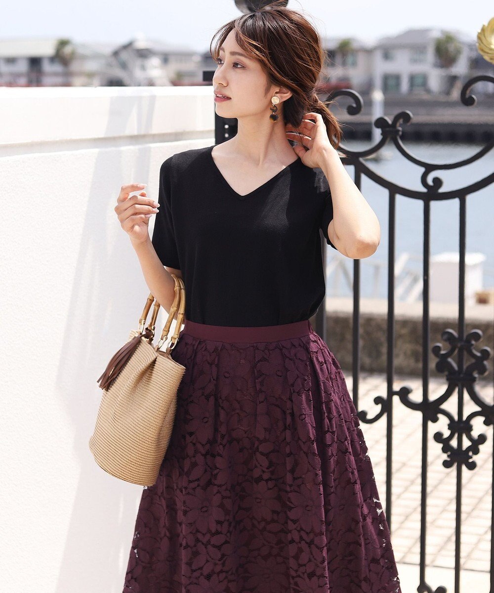 洗える 女性らしさ薫る 裾切替総レーススカート Tiaclasseファッション通販 公式通販 オンワード クローゼット