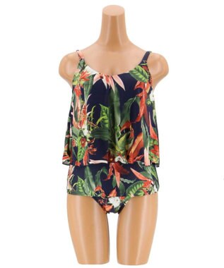 San-ai Resort（三愛水着楽園） 【Coral veil】Lily Garden　ガウチョ 3点セット 9号/11号 ネイビー