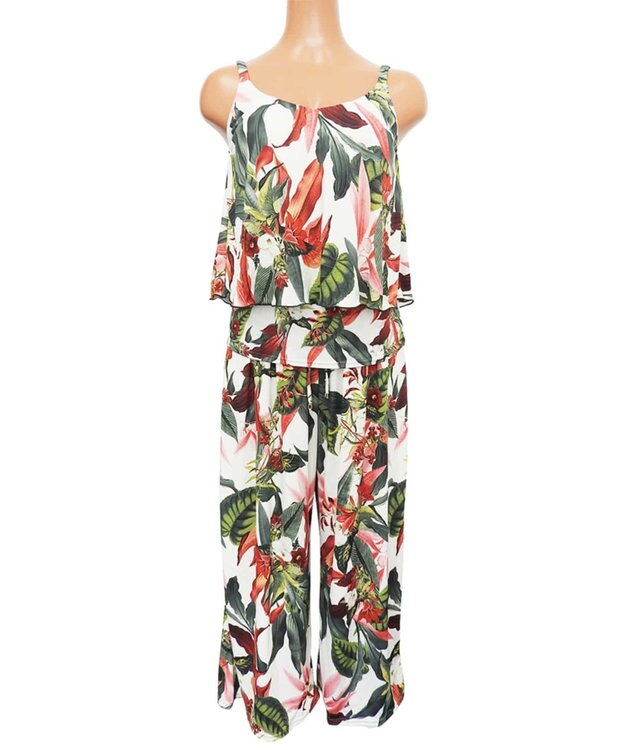 San-ai Resort（三愛水着楽園） 【Coral veil】Lily Garden　ガウチョ 3点セット 9号/11号 オフホワイト