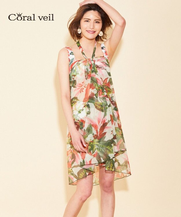 San-ai Resort（三愛水着楽園） 【Coral veil】Lily Garden　アレンジ パレオ オレンジ