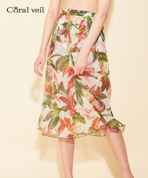 San-ai Resort（三愛水着楽園） 【Coral veil】Lily Garden　アレンジ パレオ オレンジ
