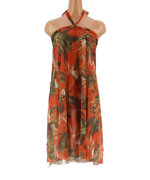 San-ai Resort（三愛水着楽園） 【Coral veil】Lily Garden　アレンジ パレオ オレンジ