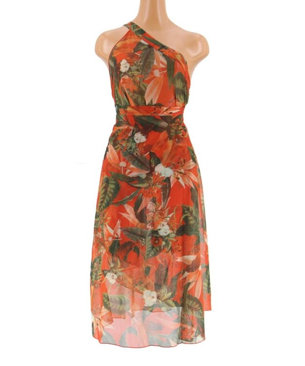 San-ai Resort（三愛水着楽園） 【Coral veil】Lily Garden　アレンジ パレオ オレンジ