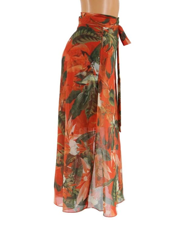 San-ai Resort（三愛水着楽園） 【Coral veil】Lily Garden　アレンジ パレオ オレンジ