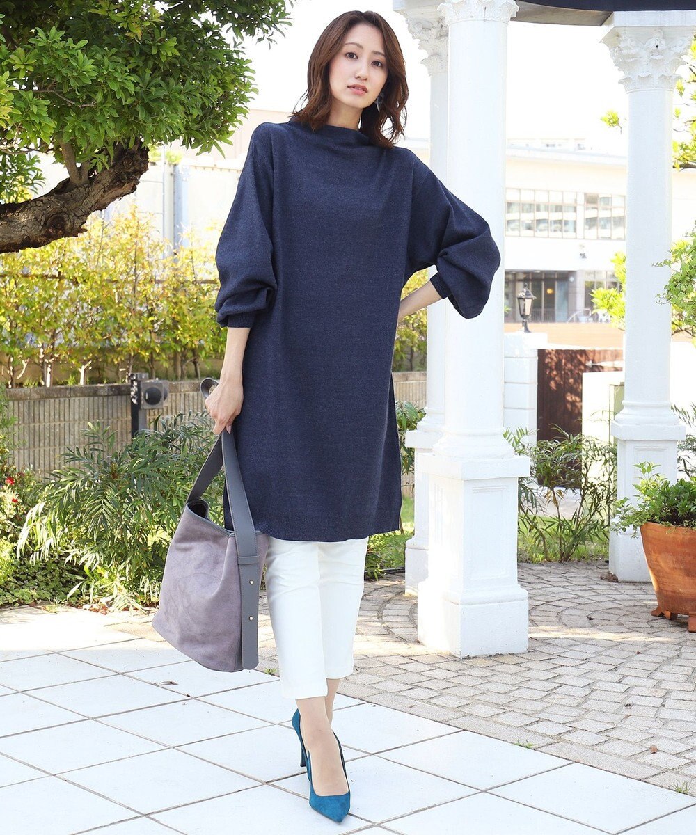 Tiaclasse L 【洗える】着心地抜群のボトルネック袖コンニットワンピース 