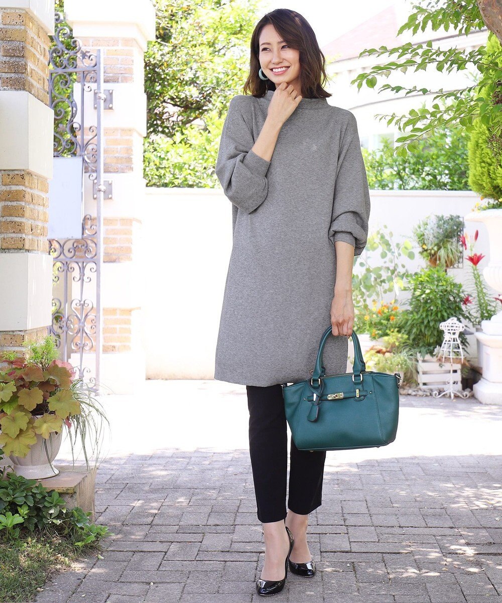 Tiaclasse L 【洗える】着心地抜群のボトルネック袖コンニットワンピース 