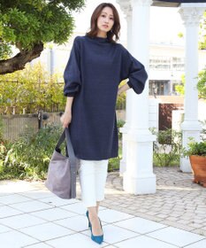 Tiaclasse L 【洗える】着心地抜群のボトルネック袖コンニットワンピース