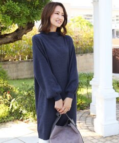 Tiaclasse L 【洗える】着心地抜群のボトルネック袖コンニットワンピース