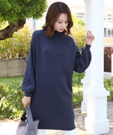 Tiaclasse L 【洗える】着心地抜群のボトルネック袖コンニットワンピース