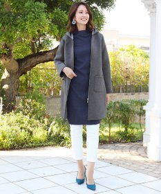 Tiaclasse L 【洗える】着心地抜群のボトルネック袖コンニットワンピース