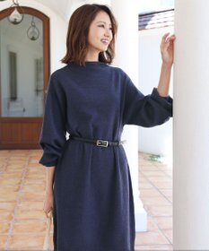 Tiaclasse L 【洗える】着心地抜群のボトルネック袖コンニットワンピース