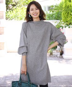 Tiaclasse L 【洗える】着心地抜群のボトルネック袖コンニットワンピース