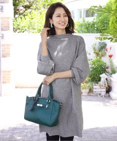 Tiaclasse L 【洗える】着心地抜群のボトルネック袖コンニットワンピース