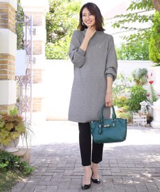 Tiaclasse L 【洗える】着心地抜群のボトルネック袖コンニットワンピース