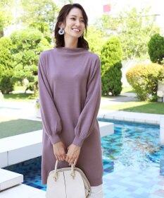 Tiaclasse L 【洗える】着心地抜群のボトルネック袖コンニットワンピース