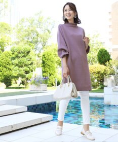 Tiaclasse L 【洗える】着心地抜群のボトルネック袖コンニットワンピース