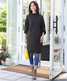 Tiaclasse L 【洗える】着心地抜群のボトルネック袖コンニットワンピース