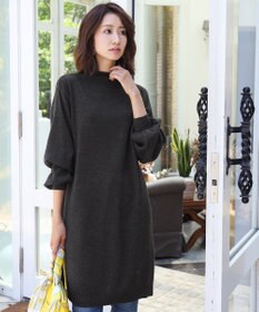 Tiaclasse L 【洗える】着心地抜群のボトルネック袖コンニットワンピース