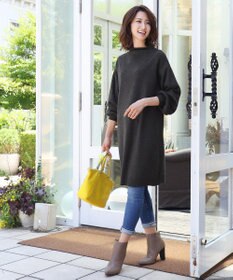 Tiaclasse L 【洗える】着心地抜群のボトルネック袖コンニットワンピース