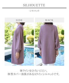 Tiaclasse L 【洗える】着心地抜群のボトルネック袖コンニットワンピース