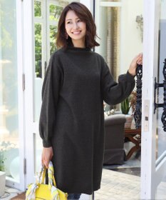 Tiaclasse L 【洗える】着心地抜群のボトルネック袖コンニットワンピース