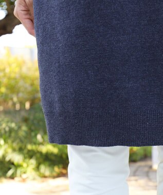 Tiaclasse L 【洗える】着心地抜群のボトルネック袖コンニットワンピース ネイビー