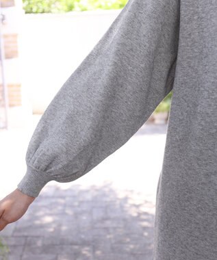 Tiaclasse L 【洗える】着心地抜群のボトルネック袖コンニットワンピース グレー