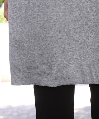 Tiaclasse L 【洗える】着心地抜群のボトルネック袖コンニットワンピース グレー