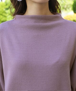 Tiaclasse L 【洗える】着心地抜群のボトルネック袖コンニットワンピース ラベンダー