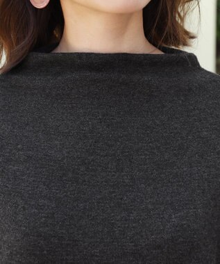 Tiaclasse L 【洗える】着心地抜群のボトルネック袖コンニットワンピース ブラック