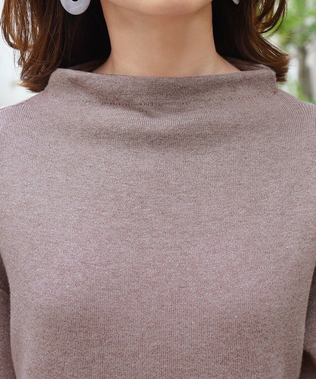 Tiaclasse L 【洗える】着心地抜群のボトルネック袖コンニットワンピース モカ