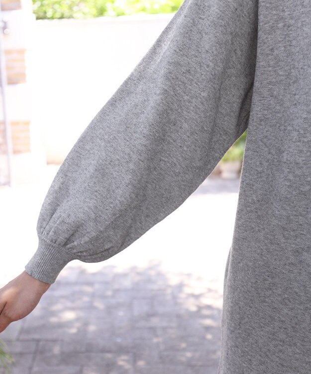 Tiaclasse L 【洗える】着心地抜群のボトルネック袖コンニットワンピース グレー