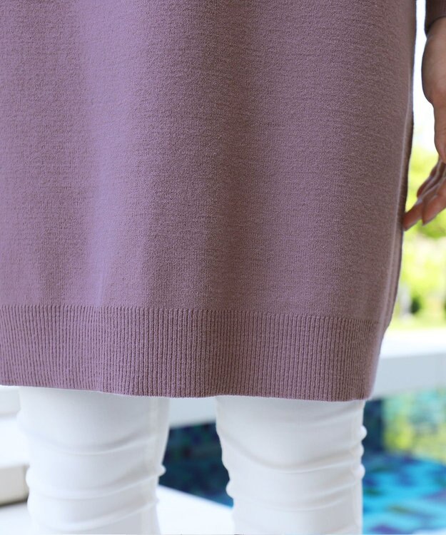 Tiaclasse L 【洗える】着心地抜群のボトルネック袖コンニットワンピース ラベンダー