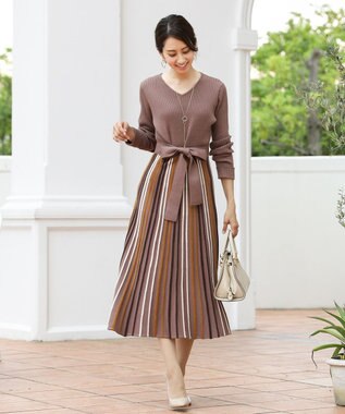 洗える 大人華やかなマルチストライプニットワンピース Tiaclasse ファッション通販 公式通販 オンワード クローゼット