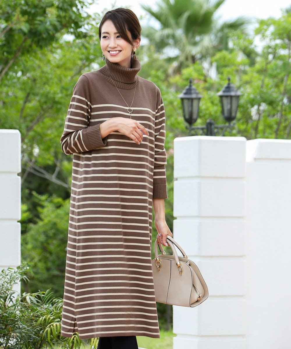 洗える 体型カバーも叶うパネルボーダーニットワンピース Tiaclasse ファッション通販 公式通販 オンワード クローゼット