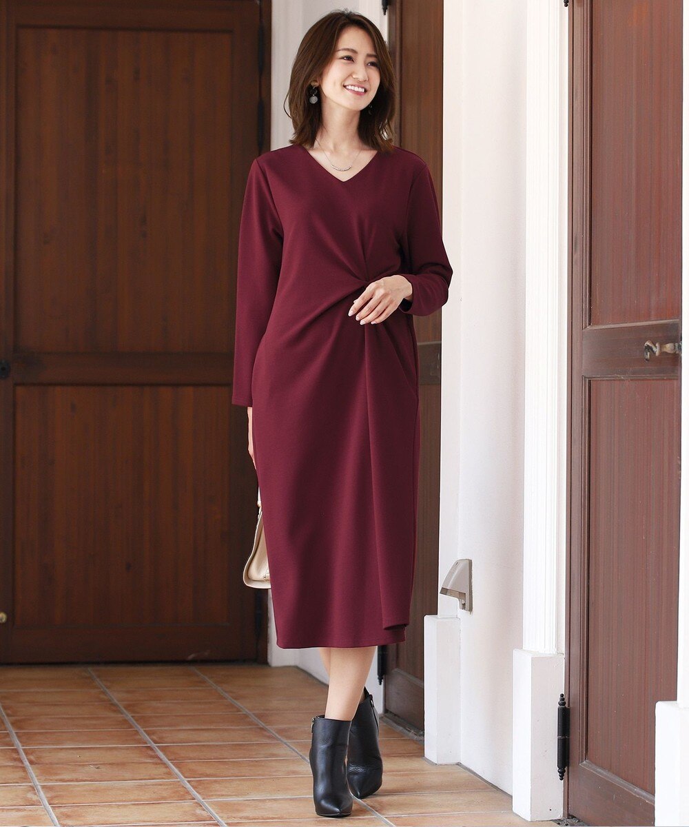 【洗える】カットソー素材を使用したウエストツイストワンピース