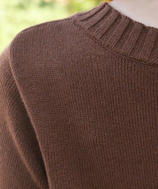 Tiaclasse L 【洗える】もっちり素材のVネックリブニットチュニック ブラウン