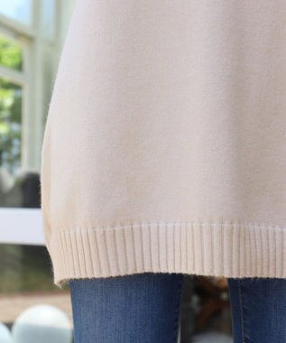 Tiaclasse L 【洗える】もっちり素材のVネックリブニットチュニック エクリュ