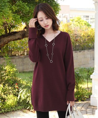 美品  約38,000円 Vネック リブニット チュニック 38 黒 zzftna7851-m.jpg