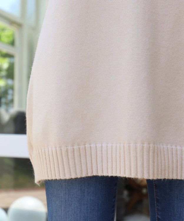 Tiaclasse L 【洗える】もっちり素材のVネックリブニットチュニック エクリュ