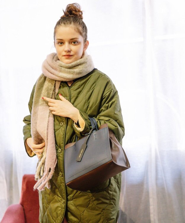 UNBILLION カシュカシュ cachecache / パーテーションミニ2wayトートバッグ ネイビーブラウン