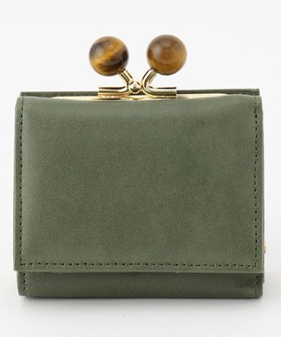 UNBILLION perche ジェムストーンがま口3つ折り財布 グリーン